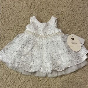 American Princess White Lace Baby Dress for Christening or Flower Girl Wedding